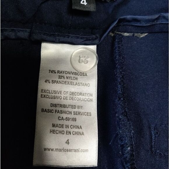 Mario Serrani Italy Blue slim skinny cropped stretch pants trousers size 4 - Picture 6 of 6